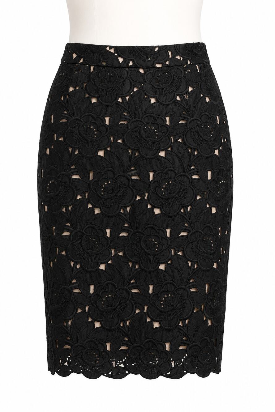 J.Crew Collection Black Floral Lace Pencil Skirt - Size 00